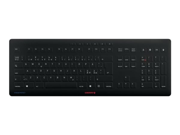CHERRY STREAM PROTECT - Tastatur - trådløs - 2.4 GHz - QWERTY - Pan Nordic - tastsvitsj: CHERRY SX - svart