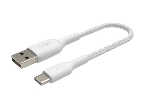 Belkin CAB002BT0MWH, 0,15 m, USB A, USB C, Valkoinen