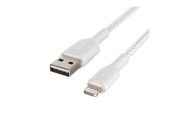 Belkin CAA002BT1MWH, 1 m, Lightning, USB A, Uros, Uros, Valkoinen