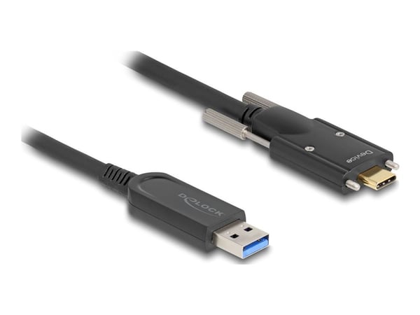 Delock - USB-kabel - USB-type A (hann) til 24 pin USB-C (hann) skrubar - USB 2.0 - 15 m - Active Optical Cable (AOC), USB 3.2 Gen 2 (Up to 10 Gbps)...