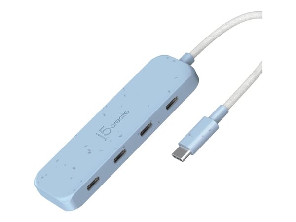 j5create Miljövänlig USB-C till 4-ports Type-C Gen 2 Hub, USB 3.2 Gen 1 (3.1 Gen 1) Type-C, USB 3.2 Gen 2 (3.1 Gen 2) Type-C, 10000 Mbit/s, Blå, Ak...