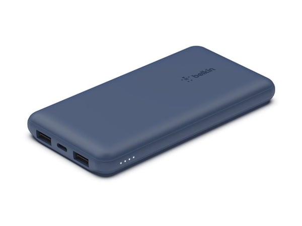 Belkin BoostCharge - Power bank - 10000 mAh - 18 watt - 3 utdatakontakter (USB-C, 2 x USB) - blå