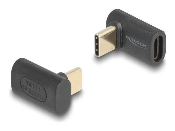 Delock - USB-adapter - USB-C (hann) vinklet til USB-C (hunn) - Thunderbolt 4 - 48 V - 5 A - støtte for Power Delivery 3,1, opp til 240 W strømforsy...