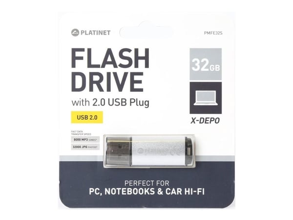 PLATINET - USB-flashstasjon - 32 GB - USB 2.0 - sølv