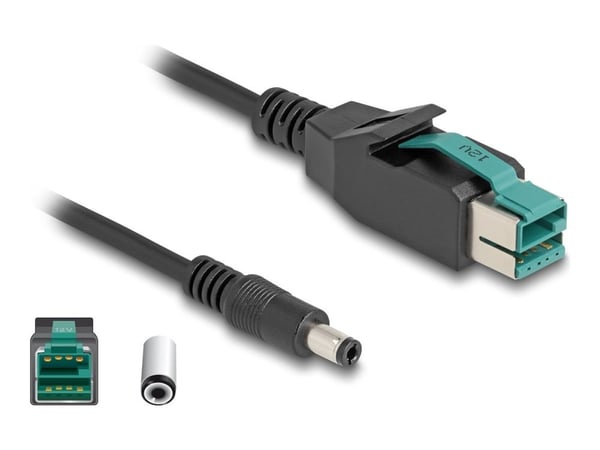 Delock - Strømforsynt USB-kabel - USB PlusPower (12 V) (hann) til 5,5 x 2,5 mm DC-jakk (hann) - 12 V - 1 m - svart