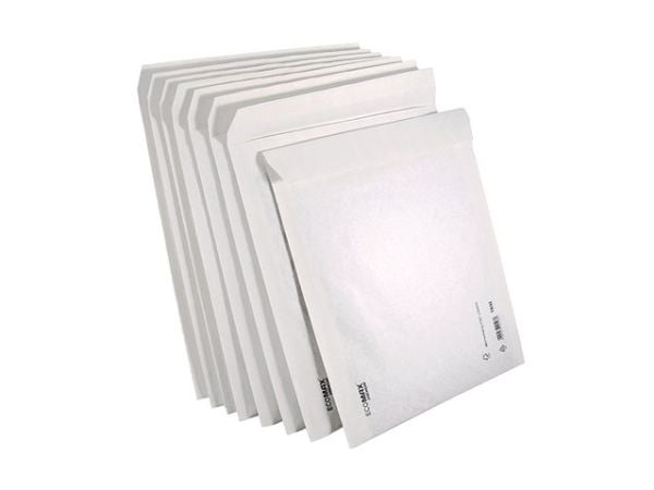Boblepose, Boblekuvert, 200 x 275 mm Kort side åben, hvid, vægt: 0.030 kg pakke a 100 stk, palle a 3