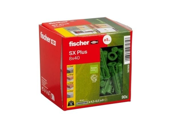 Fischer 567809, Ekspansjonsanker, Lettbetong, Murstein, Betong, Gipsblokk, Murverk, Grønn, Tyskland, 8 mm, 40 mm