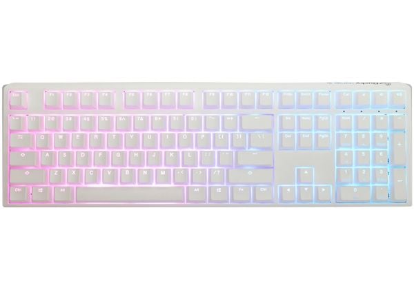 Ducky One 3 RGB, Koblet med ledninger (ikke trådløs), USB, Mekanisk nøkkelbryter, QWERTY, RGB LED, Hvit