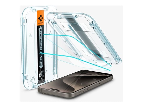 Spigen Glas.TR iPhone 15 Pro 6.1" "EZ FIT" 2 kpl kirkas karkaistu lasi AGL06892