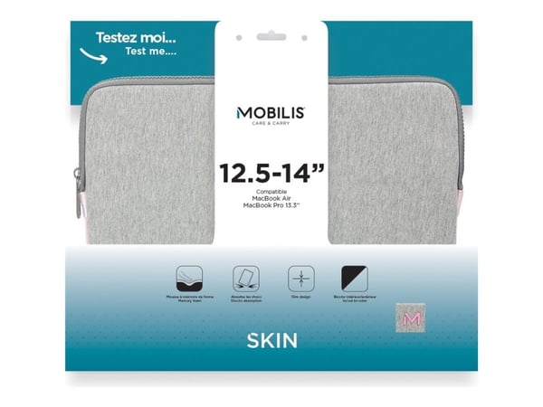 Mobilis Skin - Notebookhylster - minneskum - 12.5" - 14" - grå, rosa
