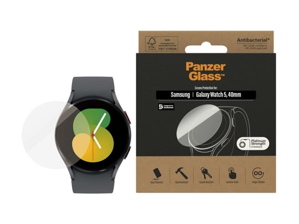 PanzerGlass - Skjermbeskyttelse for smart armbåndsur - glass - for Samsung Galaxy Watch5 (40 mm)