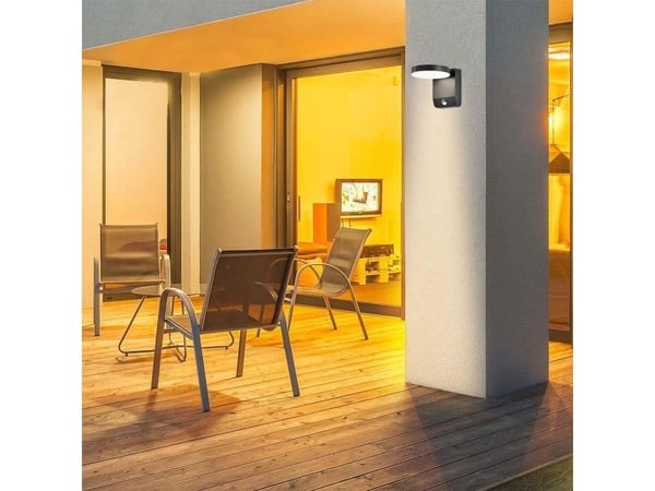 V-tac 17W LED vegglampe utendørs svart 4000K IP65 med bevegelsessensor