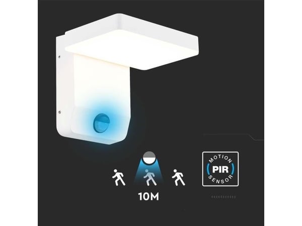V-tac 17W LED utendørs vegglampe, hvit, 4000K, IP65, med bevegelsessensor