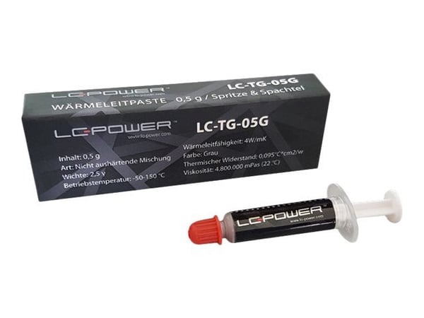 LC-Power LC-TG-05G, termisk pasta, 4 W/mK, Grå, 4 800 000 mPas, 0,095 °C/W, 2,5 g/cm³