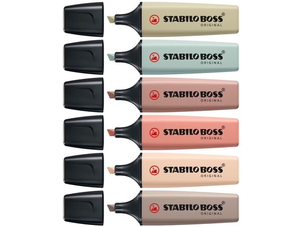 STABILO BOSS NatureColors, 6 kpl, musta, Pronssi, Ruskea, Vihreä, Harmaa, Vaaleanvihreä, 18 vuosi/vuosia, Taltan pää, Monivärinen, Muovi