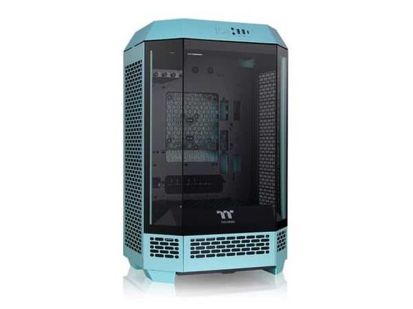 Thermaltake The Tower 300 - Mikrotårn - mini ITX / micro ATX - sidepanel med vindu (herdet glass) - ingen strømforsyning (PS/2) - turkis - USB/lyd