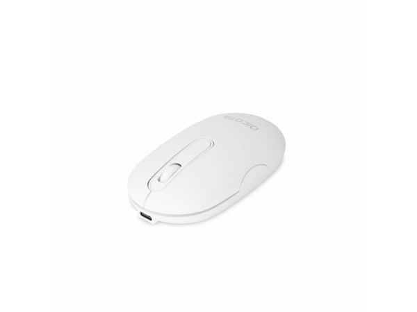 DICOTA DESKTOP - Mus - høyre- og venstrehåndet - optisk - 3 knapper - trådløs - 2.4 GHz, Bluetooth - USB trådløs mottaker - hvit