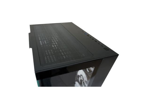 LC Power 809B Dark Storm_X - Midi-torn - utökad ATX - genomskinlig sidopanel (härdat glas) - ingen strömförsörjning (ATX) - svart - USB/ljud