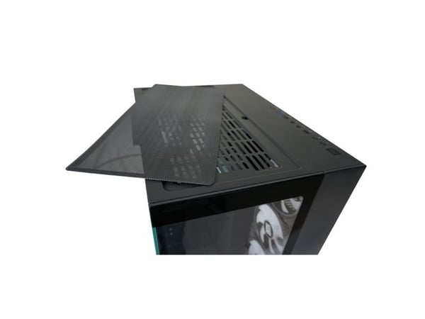 LC Power 809B Dark Storm_X - Midi-torn - utökad ATX - genomskinlig sidopanel (härdat glas) - ingen strömförsörjning (ATX) - svart - USB/ljud