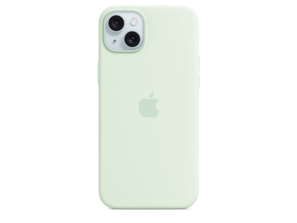 Apple - Bagsidecover til mobiltelefon - MagSafe-kompatibilitet - silikoni - pehmeä minttu - iPhone 15 Plus -puhelimelle