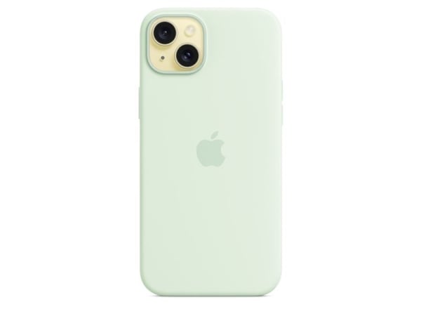 Apple - Bagsidecover til mobiltelefon - MagSafe-kompatibilitet - silikoni - pehmeä minttu - iPhone 15 Plus -puhelimelle