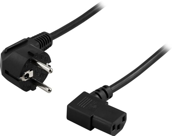 DELTACO - Strömkabel - power CEE 7/7 till power IEC 60320 C13 vinklad - 1.5 m - svart