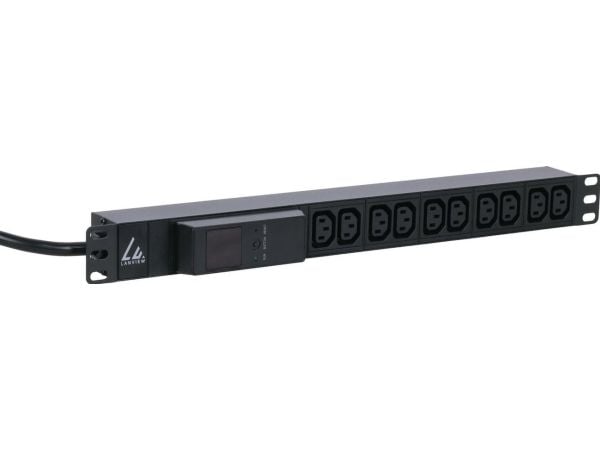 Lanview LVR261877 - Strømfordelingslist (kan monteres i rack) - 16A, AMP meter - AC 230 V - inngang: IEC 60309 16A - utgangskontakter: 10 (10 x IEC...