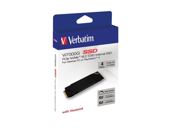 Verbatim Vi7000G - Republic of Gamers - SSD - 4 TB - inbyggd - M.2 2280 - PCIe 4.0 x4 (NVMe) - integrerad kylfläns
