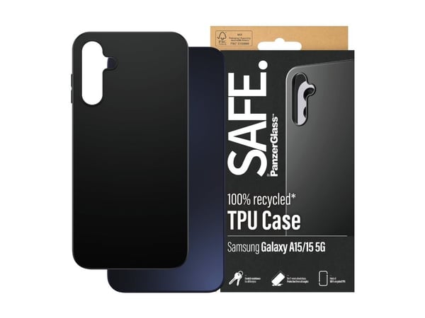 SAFE. by PanzerGlass - Baksidedeksel for mobiltelefon - selvhelbredende TPU - svart - for Samsung Galaxy A15, A15 5G