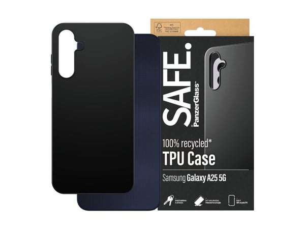 SAFE. by PanzerGlass - Baksidedeksel for mobiltelefon - termoplast-polyuretan (TPU) - svart - for Samsung Galaxy A25