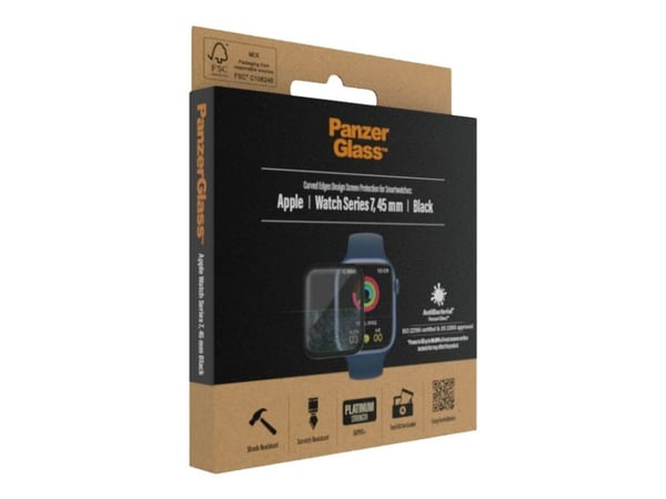 PanzerGlass - Skjermbeskyttelse for smart armbåndsur - glass - rammefarge svart - for Apple Watch Hermès Series 9, SE 3, Series 10, Series 11, Seri...