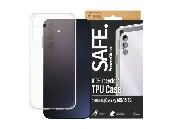 SAFE. by PanzerGlass - Baksidedeksel for mobiltelefon - selvhelbredende TPU - gjennomsiktig - for Samsung Galaxy A15, A15 5G