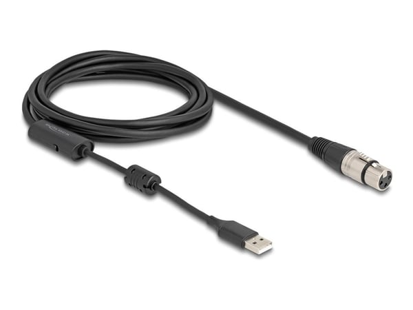 Delock - Mikrofonkabel - USB hann til XLR3 hunn - 3 m - svart/sølv