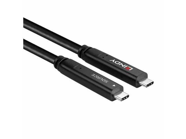 Lindy 43393, 8 m, USB C, USB C, USB 3.2 Gen 1 (3.1 Gen 1), 5 Gbit/s, Svart