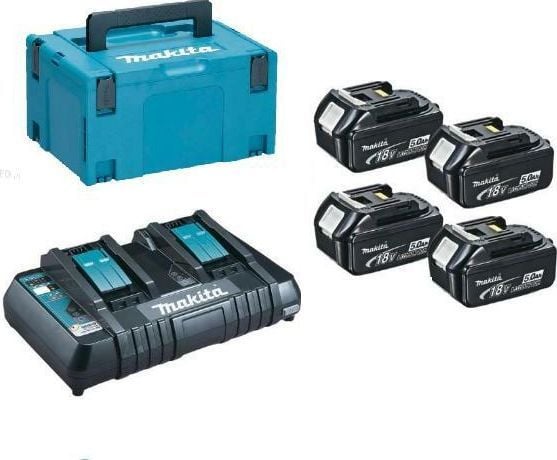 Makita PowerPack LXT - Batterilader + batteri 4 x - Li-Ion - 5 Ah - 90 Wh - 2 x batterier lader