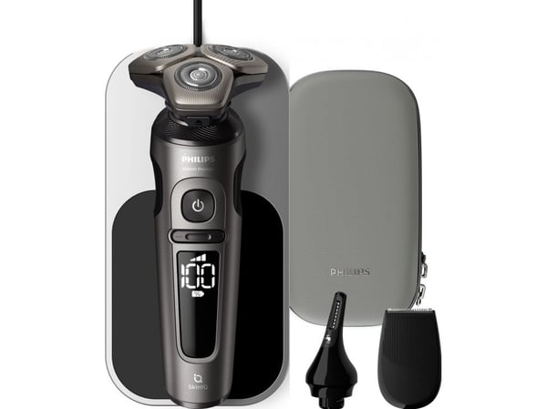 Philips Shaver S9000 Prestige SP9872/15 Parranajokone märkä- ja kuiva-ajoon, Series 9000, Parranajokone kääntyvällä päällä, SkinIQ, Musta, Harmaa, ...