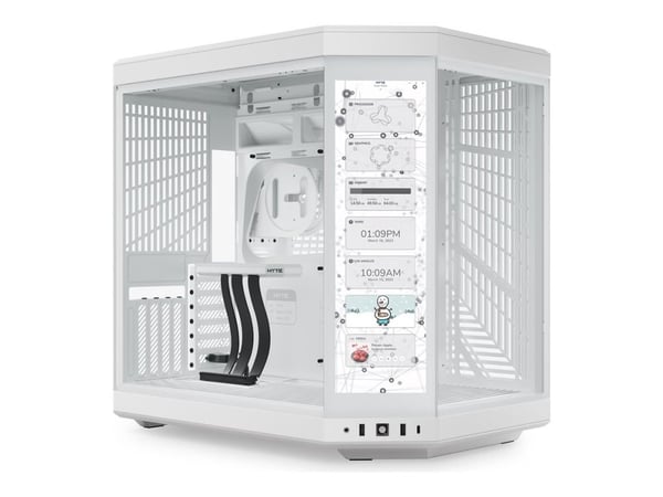 HYTE Y70 Touch - Mid tower - utvidet ATX (E-ATX) - sidepanel med vindu (glass) - ingen strømforsyning (ATX) - snøhvitt - USB/lyd