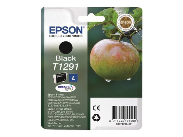 Epson T1291 - 11.2 ml - lajittelu - alkuperäinen - läpipainopakkaus - blækpatron - Stylus SX230, SX235, SX430, SX438; WorkForce WF-3010, 3520, 3530...