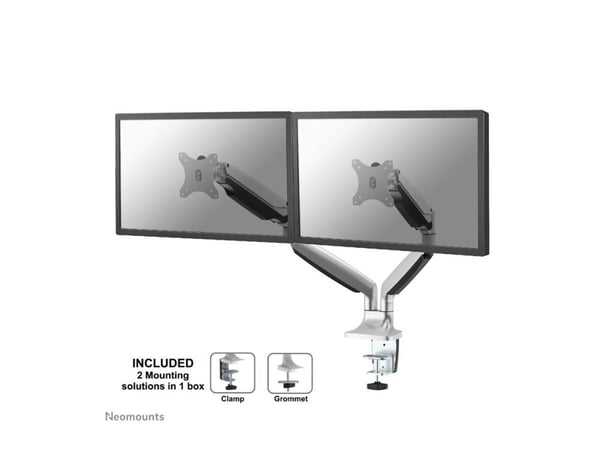 Neomounts NM-D750D - Monteringssats - fullständig rörelse - för 2 LCD-bildskärmar - silver - skärmstorlek: 10"-32" - klämma, monterbar, skyddshylsa...