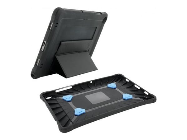 Mobilis PROTECH - Baksidedeksel for nettbrett - med stativ og håndstropp, forsterket - svart - for Samsung Galaxy Tab A9+