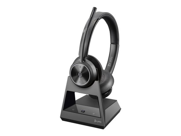 HP Poly Savi 7320 - Savi 7300 series - hodesett - on-ear - DECT - trådløs - USB-A via DECT adapter - svart - Certified for Microsoft Teams, UC-sert...