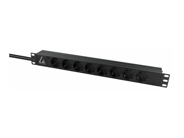 Lanview - Strømfordelingslist (kan monteres i rack) - 16A - AC 230 V - enkeltfase - inngang: type F - utgangskontakter: 8 (8 x Type F) - 1U - 19" -...