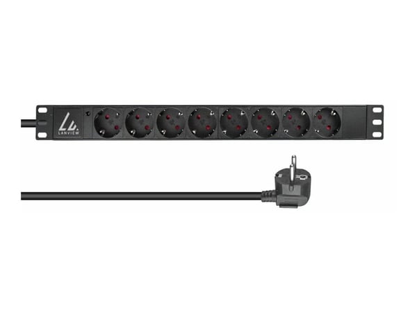 Lanview LVR-2MSCH-LIC-SCH8, Perus, 1U, Yksivaiheinen, Vaaka, musta, 8 AC-pistorasia(a)