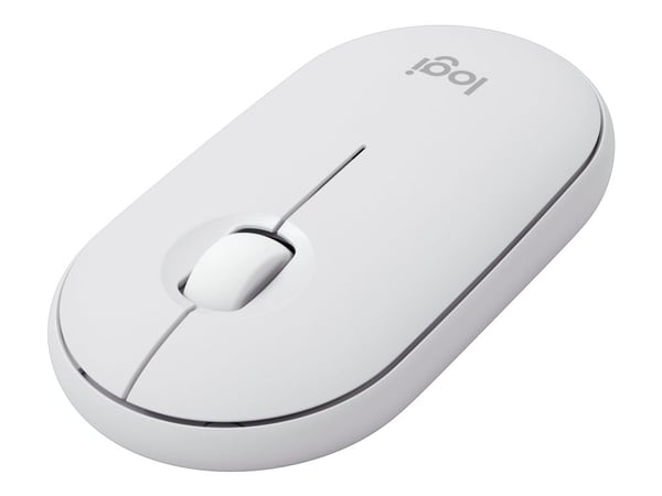 Logitech Pebble Mouse 2 M350s - Mus - optisk - 3 knapper - trådløs - Bluetooth 5.2 LE - tonalhvit