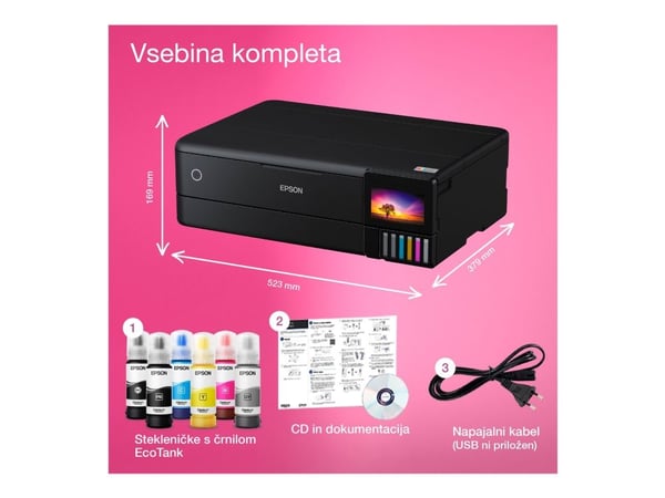 Epson EcoTank L8180 - Multifunksjonsskriver - farge - ink-jet - A3 (medie) - opp til 16 spm (trykking) - 100 ark - USB, LAN, USB-vert, Wi-Fi(ac)