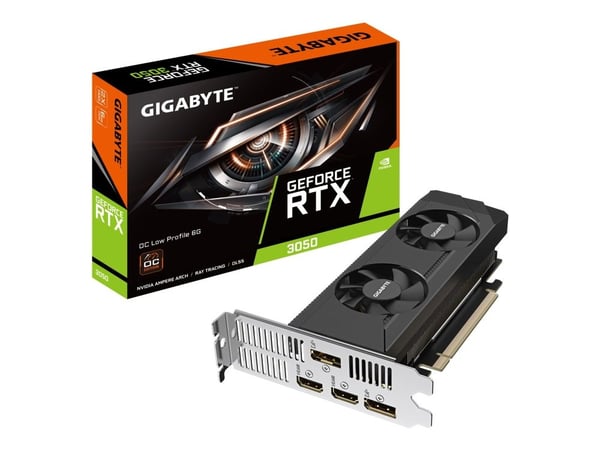 Gigabyte GeForce RTX 3050 OC 6G - Grafikkort - GF RTX 3050 - 6 GB GDDR6 - PCIe 4.0 Low Profile - 2 x DisplayPort, 2 x HDMI - Boks