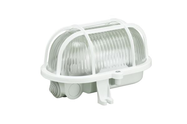 Pawbol Kanalarmatur OWAL 60W E27 med plastnett IP44 hvit D.3151 - D.3151