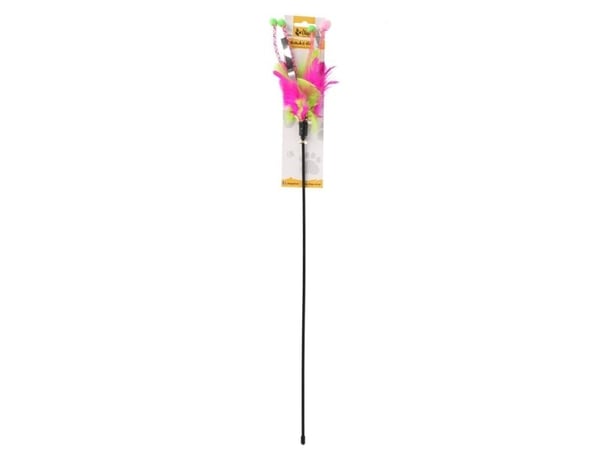 Dingo fiskestang til katt foxi 45+15 cm rosa/grønn