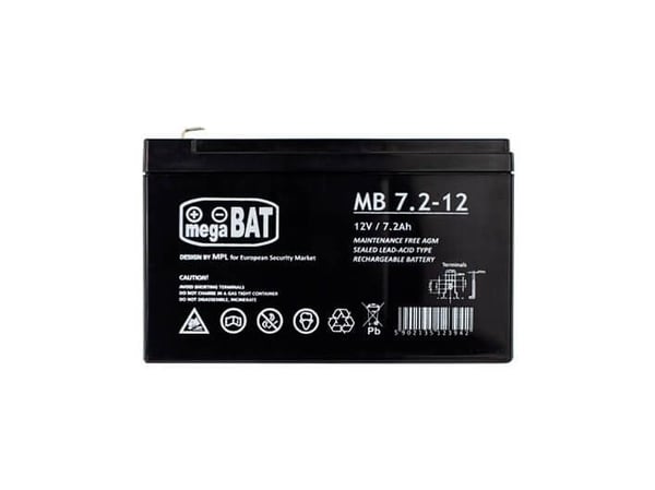 Milly Mally Megabat 12V 7,2Ah F1(187) AGM-batteri, 3-5 år