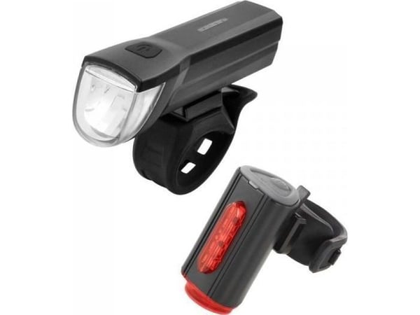 FISCHER batteri-USB-LED-belysningssett TWIN, 30 Lux levetid opptil 50.000 timer, StVZO-godkjent - 1 stk (50363)